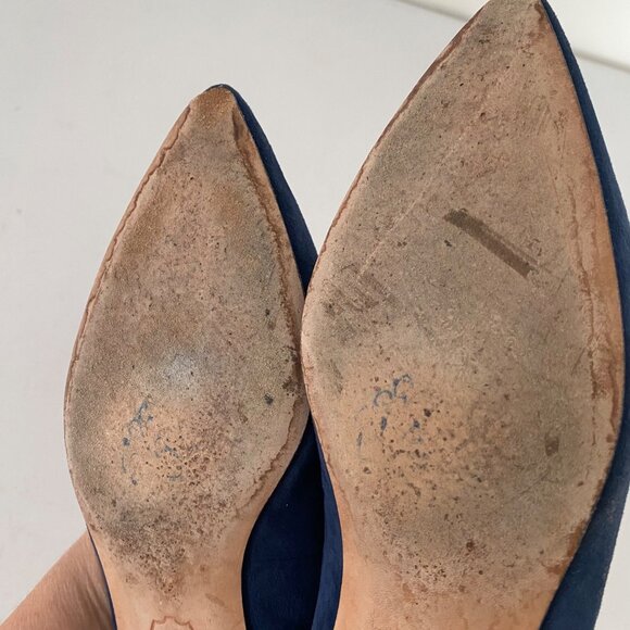 Tory Burch Elizabeth Flats Shoes Suede Blue - Picture 7 of 11